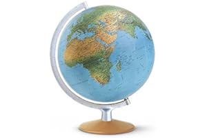 DPI 3017 Doppelbild-Leuchtglobus: DPI3017, Phys./polit. Kartografie, 30 cm Durchm.,Holzfuß buche natur, Metallmeridian silberfarben, Kabel integriert (Klassischer Globus)