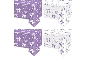 APUXXJUPA Tovaglia con fiocco viola e bianco, tovaglia viola con fiocco, decorazioni per feste di compleanno, matrimoni, addio al nubilato