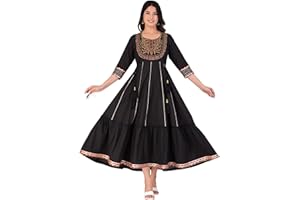 JG JAI GOVINDAM Anarkali Indischer Kurti aus Baumwolle für Damen, pakistanischer Designer-Stil, Anarkali-Anzug für Damen