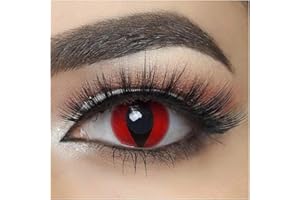MYSA LENS® Lentilles De Contact De Couleur Fantaisie Crazy Halloween Cosplay Yeux De Chat Oeil De Chat Rouge Serpent Red Cat Etui Offert 12 Mois sans correction