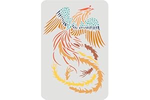 FINGERINSPIRE Phoenix Stencil For Painting 29.7x21cm, Mythology Flying Phoenix Stencil Template DIY Reusable Drawing Stencils Large Firebird Stencils for Painting on Wood, Floor, Wall, Fabric