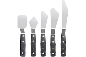 AOKBEAN 5pcs Acrylic Oil Paint Palette Art Spatula Tools Set Wooden Handle Black Large Craft Pallet Trowel Kit Mini Rock Painting,Small Canvas,Watercolour,Spray,Colour Mixing Professional Artist Supply