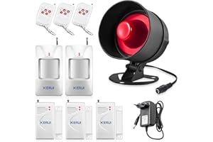 KERUI Allarme Casa Senza Fili, Ring Alarm Ultra Forte con Allarme Porta Telecomando Sensore Movimento Corno da Sirena, Antifurto Casa per Garage, Magazzino, Finestre, Camper, Shed