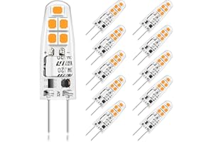 Anmossi Żarówki LED G4, Żarówka LED G4 2W Odpowiednik Żarówki Halogenowej 20W, AC/DC 12V, Ciepła Biel 3000K, 200Lm, Bez Możliwości Przyciemniania, Bez Migotania, Kąt Świecenia 360°,(10 Sztuk)