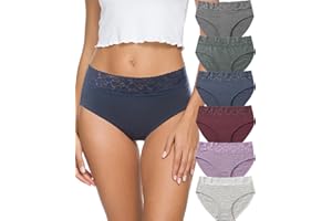 ALTHEANRAY Unterhosen Damen Baumwolle unterwäsche Frauen Slips Damen Spitze Hipster Atmungsaktiv Damen-Unterhosen Mehrpack Weiche Stretch Bequeme 6er Pack