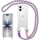 Coiwxmoi Transparent Case for iPhone 17 with Rope, Anti-Shock Anti-scratch Case with Pendant Necklace Adjustable TPU Silicone