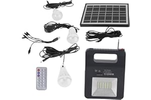 GAROSA Générateur Solaire Portable Power Station Générateur de Batterie Portable avec Générateur Solaire avec Haut-parleur FM Chargeur USB Ampoule de Panneau Solaire pour L'extérieur Camping Voyage D'urgence