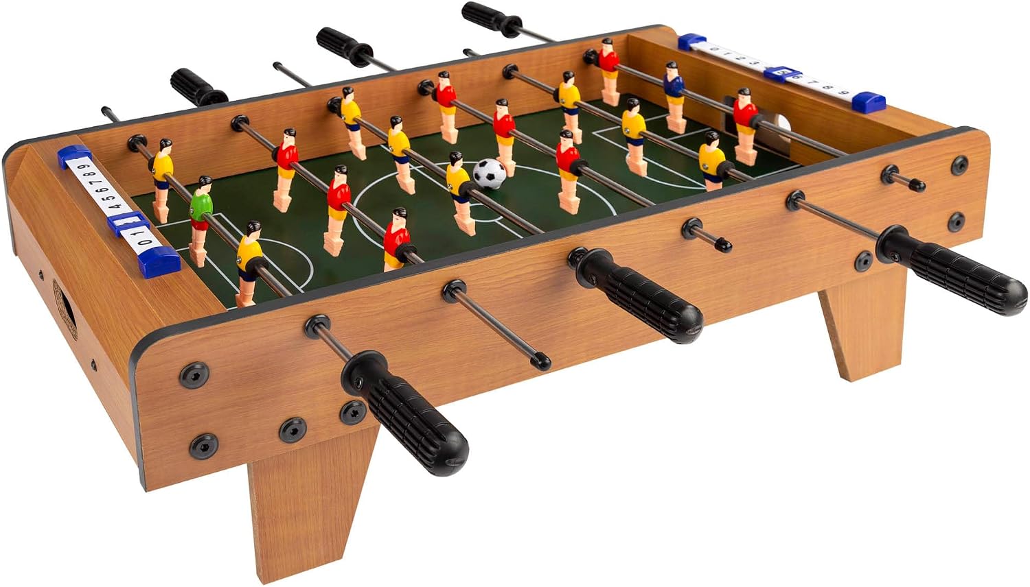 COLORBABY CB Games - Futbolín mesa, Cuerpo madera resistente, 18 jugadores, Marcadores manuales, Para jugar 2-4 personas, 60x30x20 cm, Futbolines para niños, Fútbol niño, Juguetes 6 años (43310)