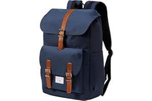 Kasgo Sac à Dos Homme Femme Grand Antivol Sac a Dos Ordinateur 15,6 Pouces Imperméable Vintage Cartable Garcon Fille Ados pour Travail Affaire Voyage École