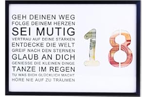 EngGlück 18. Geburtstag Junge Mädchen Geschenk, Bilderrahmen Geldgeschenk zum18. Geburtstag Karte Geschenkideen Geburtstagsgeschenk 18 Jahre Größe Din A4 (18. Geburtstag)