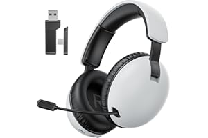 OPUTIK Wireless Gaming Headset for PS4 PS5 PC Bluetooth Gaming Headphone with Microphone White Gamer Headset with Mic, 2.4GHz Lossless Audio, USB & Type-C (White Black)