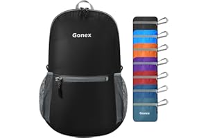 Gonex Ultra Lightweight Foldable 20L Packable Backpack Water Resistant for Men & Women, Ideal for Camping Travel Hiking School and Air Travel Black