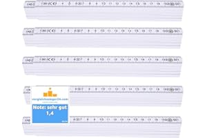 TK GRUPPE TIMO KLINGLER 5 x metro pieghevole di alta qualità – scala a maglie – 200 cm – metro – metro – bianco – alta qualità & durevole – pieghevole ruler