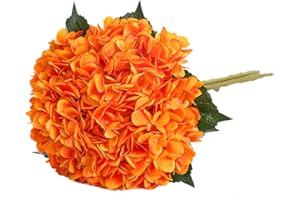 Tifuly Fleur d'hydrangea Artificielle de, 5 PCS Simples Longues Soie Tige 6,3 Pouces tête Hortensia Bouquets pour Le Mariage, la Maison, hôtel, décoration de fête, Arrangement Floral(Orange)
