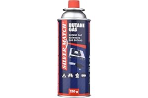 SILVER MATCH Cartouche de Gaz Butane 220G, Compatible CP250, Réchauds et Chalumeaux, Certifications Normes Européennes, Cartouche à Valve Refermable, 41673533