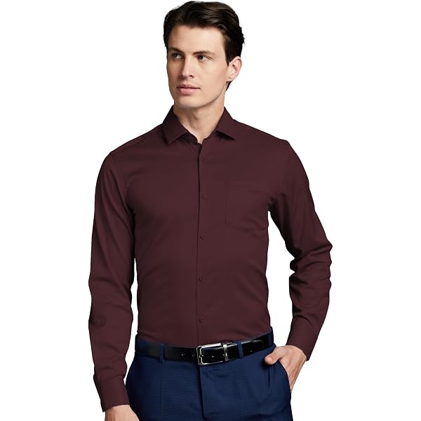 Dennis Morton Men's Cotton Shirt (66964_42, Maroon, 42) : Amazon