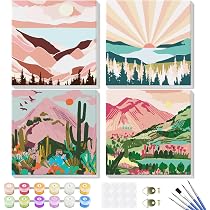 GHHKUD Lot De 4 Peintures Par Numéros – Animaux – 20x20 Cm Avec Cadre – Pour Enfants Et Adultes Débutants – Acrylique Non Toxique