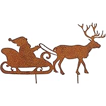 Storm's Gartenzaubereien Hirsch Deko - Rostoptik Gartenstecker Mit Tannen 35cm