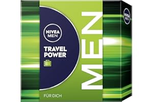 NIVEA MEN Travel Power zestaw prezentowy, zestaw do pielęgnacji z produktami do pielęgnacji w podróży, zestaw z żelem pod prysznic, dezodorant w kulce, krem do pielęgnacji twarzy i kosmetyczką