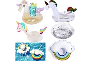 saijer Getränkehalter Pool, 5 Stück Aufblasbare Getränkehalter Pool Einhorn Aufblasbarer Getränkehalter Bier Aufblasbares Flaschenhalter Pool Getränkehalter Klein Schwimmend Becherhalter Inflatable
