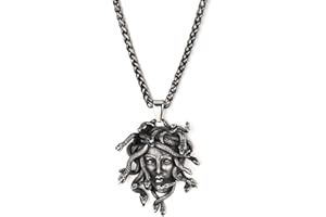 GTHIC Medusa Pendant Gorgon Snake Serpent Greek Mythology Pendant With Chain Stainless Steel Jewelry Gift