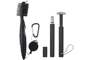 VIPMOON Limpiador Cepillo de Palos de Golf, 3 Piezas Cepillo de Palos de Golf Retráctil con Mosquetón + Afilador de Ranuras, Cepillo Limpiar Palos Golf para Golf