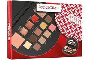 Deborah Milano - Trousse Set Regalo Donna Make Up Beauty Gift n.1 Mini Toni Caldi, Include Palette di Ombretti, Gloss, Rossetti e Polveri Viso dai diversi Finish e Colori, in Carta FSC