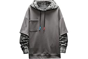 Moshtashio Bluza z kapturem dla mężczyzn, patchwork, bluza z kapturem w kontrastowym kolorze, długi rękaw, basic, bluza z kapturem