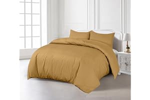 Crescent Textile Set di biancheria da letto con copripiumino 200 fili, per letto singolo, matrimoniale, king e super king, 100% cotone egiziano, di qualità alberghiera, con chiusura facile (naturale,