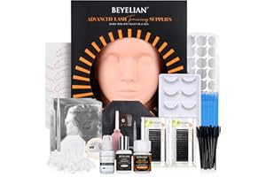 BEYELIAN Kit Extension Ciglia Professionali, per L'Addestramento Alla Messa Delle Ciglia Finte Su Testa di Manichino Piatta per Occhi