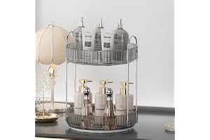 UNICOMVSX Rotierender Make up Organizer für den Schminktisch, Drehbare Kosmetikaufbewahrung(2 Stufe, Rauchgrau)