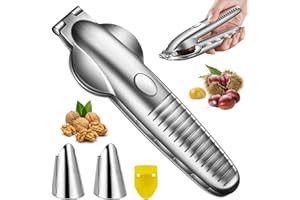 JWDMHSJ Edelstahl Maroni Schneider, Maronizange, 2 In 1 Kastanie Schneider, Edelstahl Kastanien Clip, Edelstahl Maronen Schneider, Kastanienöffner aus Edelstahl, für Walnüsse, Kastanien, Nüsse