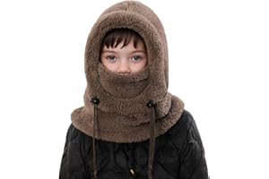 NMSLCNM Cagoule Unisexe Garcon Fille 3-10 Ans Bonnet Écharpe Enfant Hiver Chaud Epais Mignon Protection d'oreilles Écharpe Chapeau Cape Thermique Chapeau