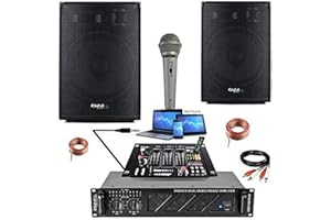 IBIZA Sound Light - Pack AMPLI Sono + 2 Enceintes Pro + Table DE MIXAGE + Micro + CÂBLE PC HP - PA Sono DJ Light - Soirée Mariage Anniversaire