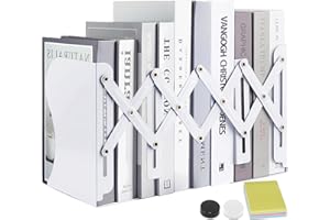 DARUITE Serre Livre en Métal Cale Livre Serre Livre Original Serre-Livres Presse Livre Serre Livres Cale Livres Etagere Bloc Livre pour Le Bureau de l'école Fournitures Scolaires(Blanc)