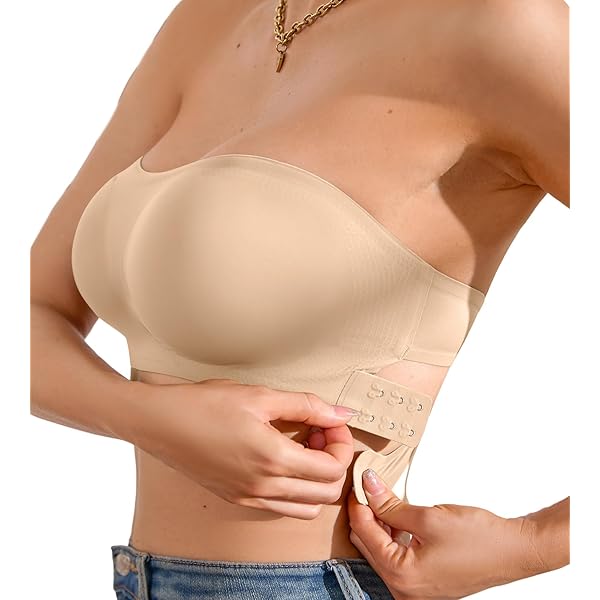 Trägerloser BH Damen - Kabelloser Push Up BH Mit Seitenverschluss & Weichen Polstern