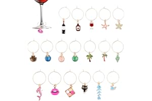 YUWJOOWEE 18Stück Weinglas Charms Ringe, Ozean Thema Glasmarkierer Weinglas Charms Anhänger , Weinglas Charms Set Glasmarkierer, WeinGlas Marker, Stielgläser Für Gastgeschenk Dekoration Cocktail,Weihnachtsfeier