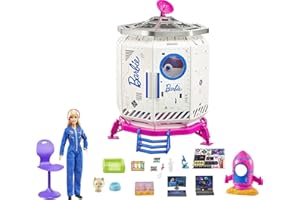 Barbie- Space Discovery, Playset Stazione Spaziale Astronauta e Cucciolo e più di 20 Accessori a Tema Spaziale, Giocattolo per Bambini 3+Anni, GXF27