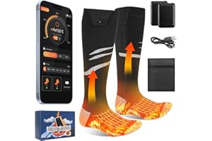 Olycism Calcetines Calefactables con App Batería Recargable Hombres Mujeres 4 Temperaturas Ajustables Ciclismo Al Aire Libre Camping Senderismo Motocicleta Esquí S/M/L Tamaños