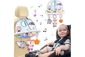 baby Hotut car Sättspel, lekcenter för baby-car, spegel och 3 hängande leksaker, aktivitetslek för spädbarn 0-12 månader