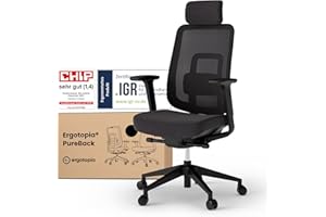 ‎ERGOTOPIA Ergotopia PureBack ergonomischer Bürostuhl – Schreibtischstuhl ergonomisch mit Kopfstütze, 4D-Armlehnen & Synchronmechanik – Für Home Office, Büro & Gaming – Bequemer Drehstuhl für gesundes Sitzen