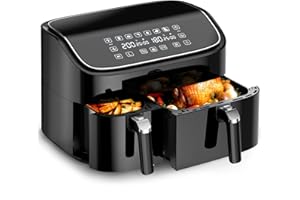 COOKWISE Heißluftfritteuse 2 kammern, Hochwertige 9L Airfryer (3L&6L), 2 Fächer, 6-in-1, Touchscreen, Spülmaschinenfeste Körbe, Antihaftbeschichtete Frittierkörbe, Gesunde Friteuse ohne Öl und fettarmes Kochen