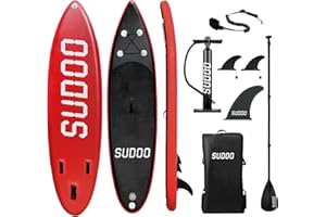 SUDOO Inflatable Stand Up Paddle Boards with Premium SUP Board Accessories, Three Fins,Adjustable Paddle, Pump,Backpack, Leash，Surf Control, Non-Slip Deck for Yoga, Paddle Board, Surf,Fishing