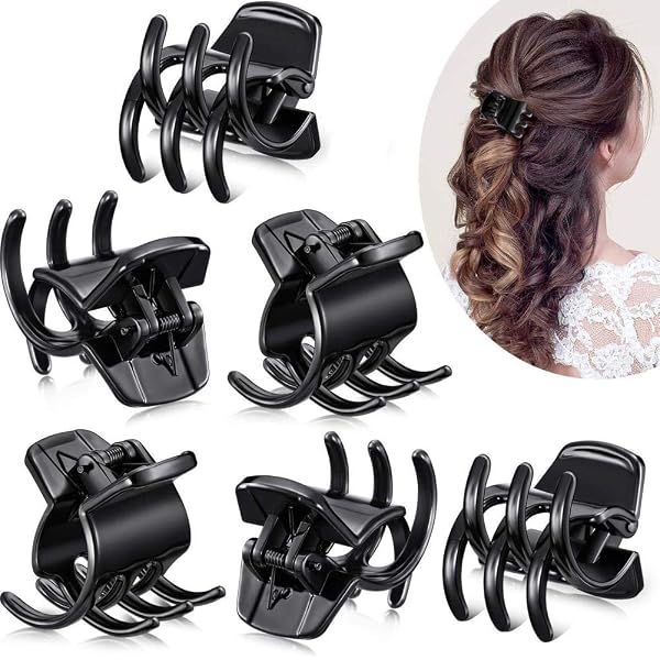 Haobase Mini-Haarklammern Aus Kunststoff - 12 Stück, Schwarz, Ideal Für Feine Strähnen & Kinderhaare