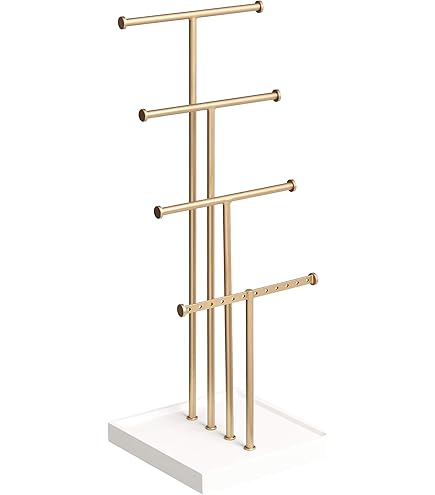 GemeShou 3 Supporti A T Oro Per Orecchini - Espositori In Alluminio H 15 Cm Per Gioielli