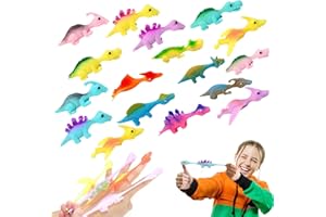 xlwen Jouets à Doigts de Dinosaure Slingshot 20 Pièces, Volants Extensibles, Jouet de Fronde pour Enfants Et Adultes, Couleur Aléatoire
