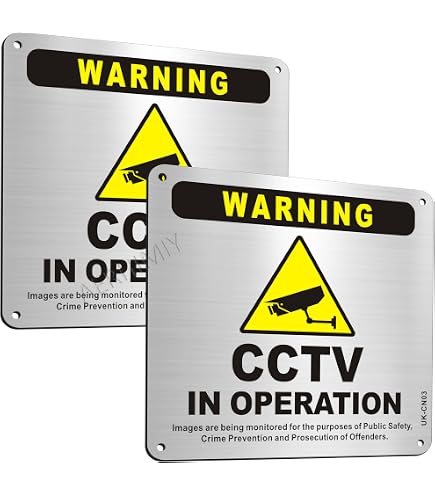 Faittoo Videoüberwachungsschild 'No Trespassing' – 2 Stück, Aluminium, Reflektierend, 35x30 Cm