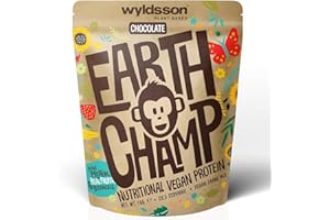 Vegan Protein Powder (1kg) - 28 Servings - EarthChamp by Wyldsson - Plant Based Chocolate Protein Powder Shake, Dairy Free, Gluten Free, Lactose Free Protien Shake (Choc)