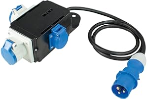 as - Schwabe MIXO-Stromverteiler Camping - Mobiler Stromverteiler mit Spannungsanzeige - CEE Stecker (230V/16A/3-polig), 1x Schutzkontaktsteckdose, 2x CEE Steckdosen - bis 16A/3,5kW - IP44, 60496