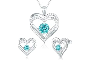 CDE Jewellery Sets for Women 925 Sterling Silver Heart Necklace and Earrings Sets Anniversary Birthday Christmas Jewellery Gifts for Her Women